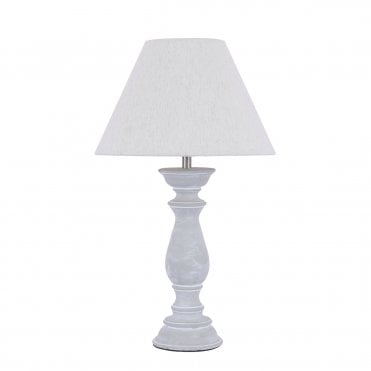 Laura Ashley Chedworth Table Lamp Concrete & Polished Nickel With Shade