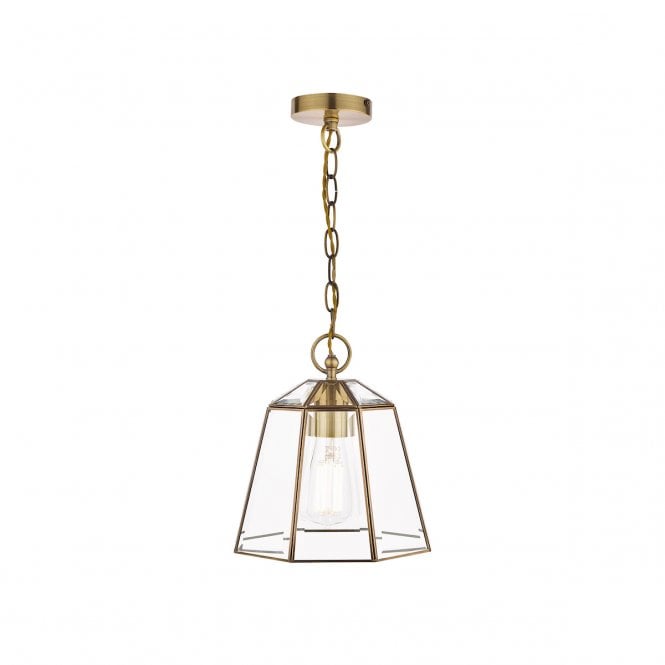 Laura Ashley  Clayton Pendant Antique Brass Glass