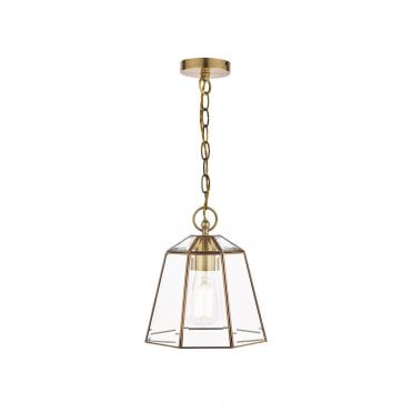 Laura Ashley Clayton Pendant Antique Brass Glass