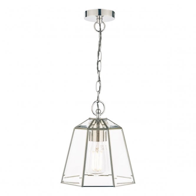 Laura Ashley  Clayton Pendant Polished Silver Glass