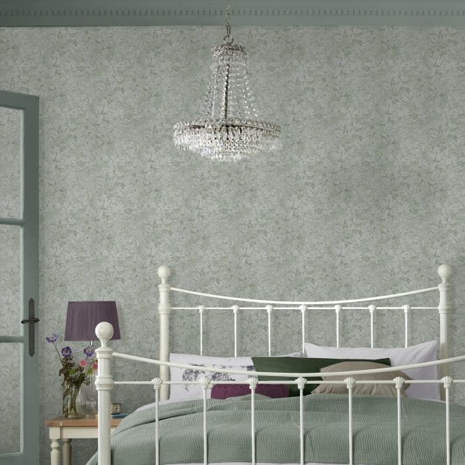 Laura Ashley  Corrina Leaf Mineral Green Wallpaper 121089