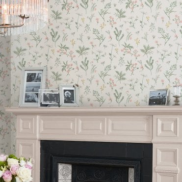 Laura Ashley Crosswell Coral Pink Wallpaper 118480