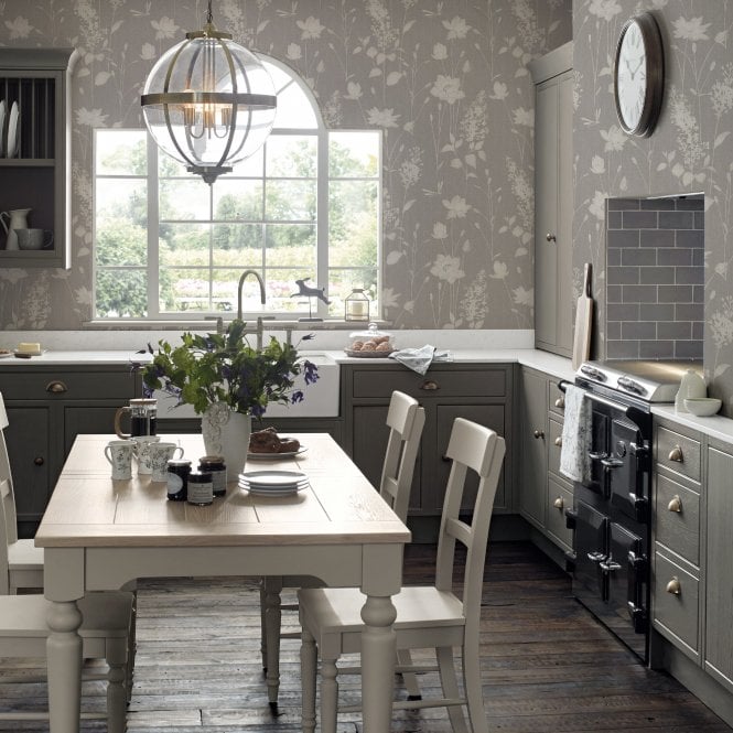 Laura Ashley  Dragonfly Garden Steel Wallpaper 113344