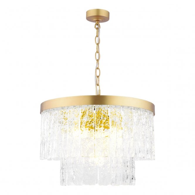 Laura Ashley  Durnsford 4 Light Pendant Matt Antique Brass and Glass