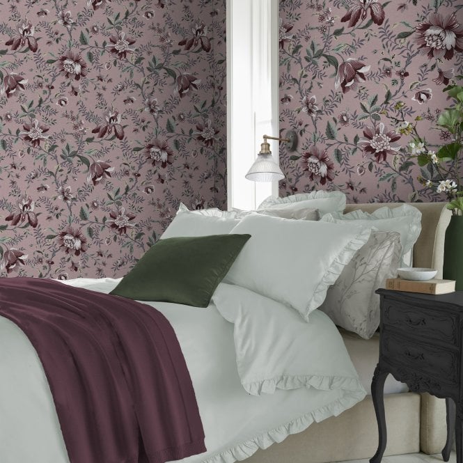 Laura Ashley  Editas Garden Pale Blackberry Wallpaper 121091