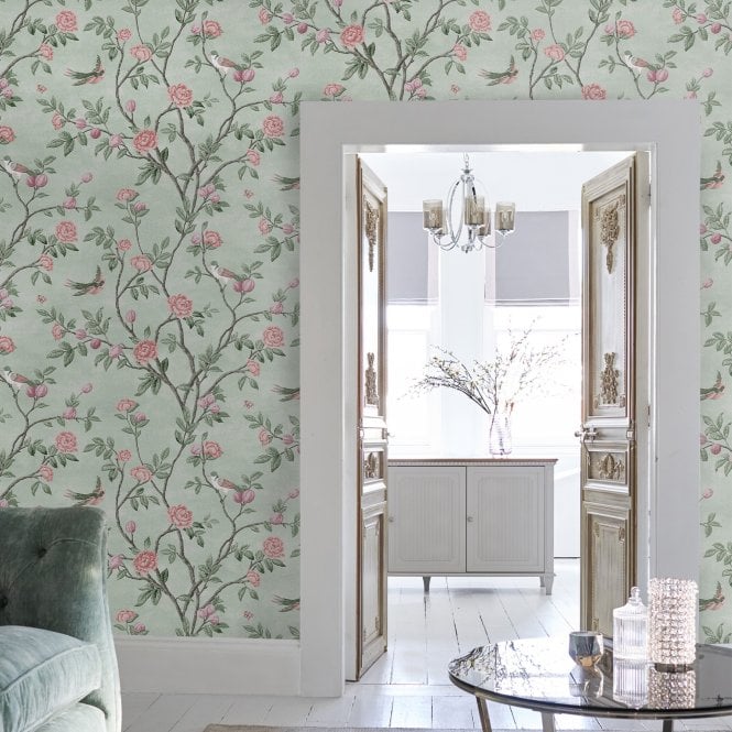 Laura Ashley  Eglantine Eau De Nil Wallpaper 113371