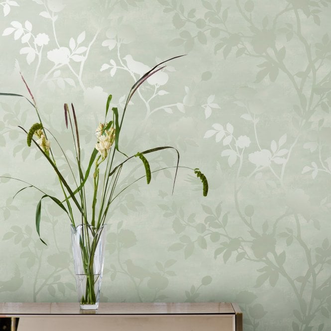 Laura Ashley  Eglantine Silhouette Eau De Nil Wallpaper 113373