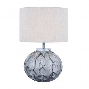 Laura Ashley Elderdale Table Lamp Smoked Glass & Polished Chrome With Shade