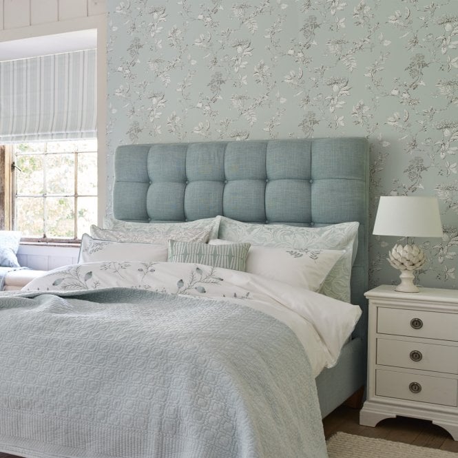 Laura Ashley  Elderwood Duck Egg Wallpaper 113345