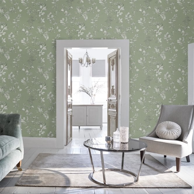Laura Ashley  Elderwood Sage Wallpaper 113348