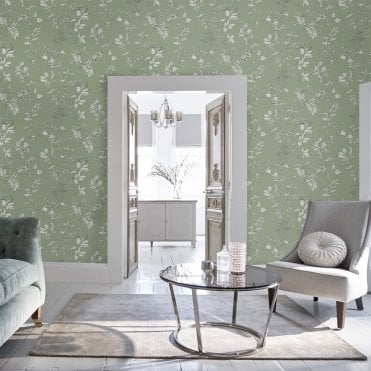 Laura Ashley Elderwood Sage Wallpaper 113348