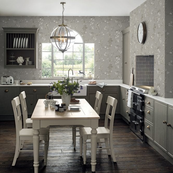 Laura Ashley  Elderwood Steel Wallpaper 113347