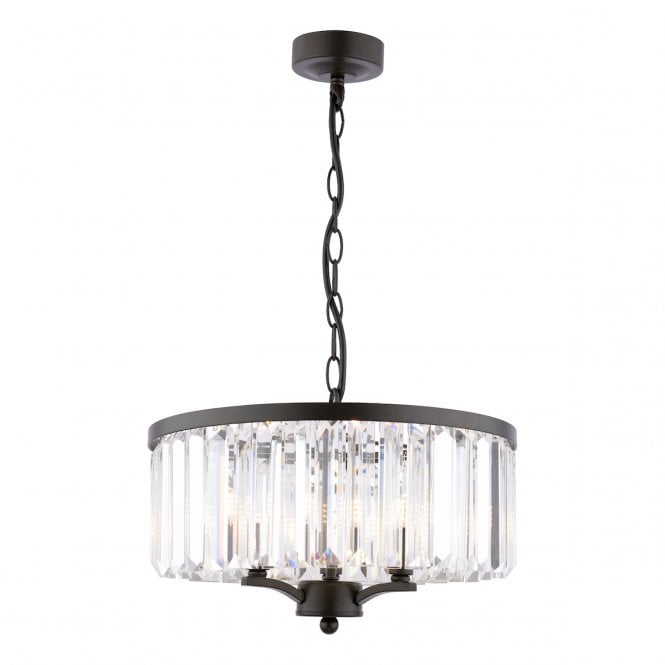 Laura Ashley  Elkwood 3 Light Pendant Crystal and Black