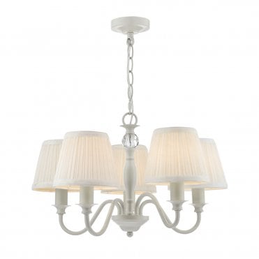Laura Ashley Ellis 5lt Pendant Ivory With Shades