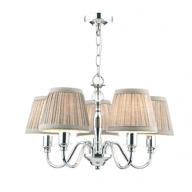 Laura Ashley  Ellis 5lt Pendant Polished Chrome With Shades