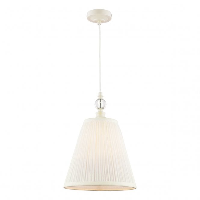Laura Ashley  Ellis Pendant Satin Cream and Crystal With Shade