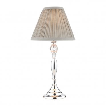 Laura Ashley Ellis Table Lamp Polished Chrome With Grey Shade