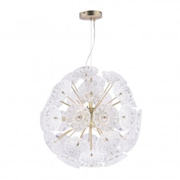 Laura Ashley Elwick 6 Light Pendant Textured Glass & Antique Brass