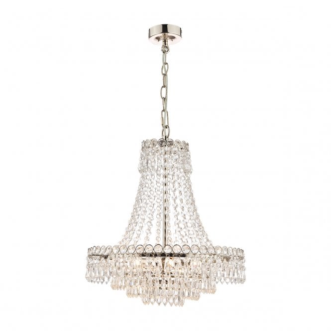 Laura Ashley  Enid 5lt Chandelier Polished Nickel & Cut Glass