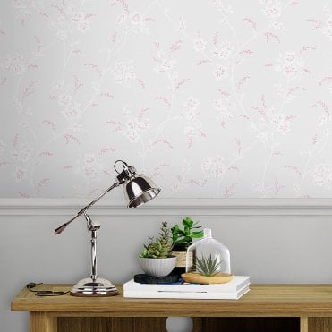 Laura Ashley Eva Floral Sugared Grey Wallpaper 118493