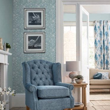 Laura Ashley Fennelton Pale Newport Blue Wallpaper 121079
