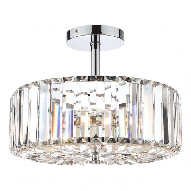Laura Ashley  Fernhurst 3lt Semi Flush Polished Chrome Glass