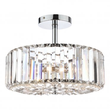 Laura Ashley Fernhurst 3lt Semi Flush Polished Chrome Glass