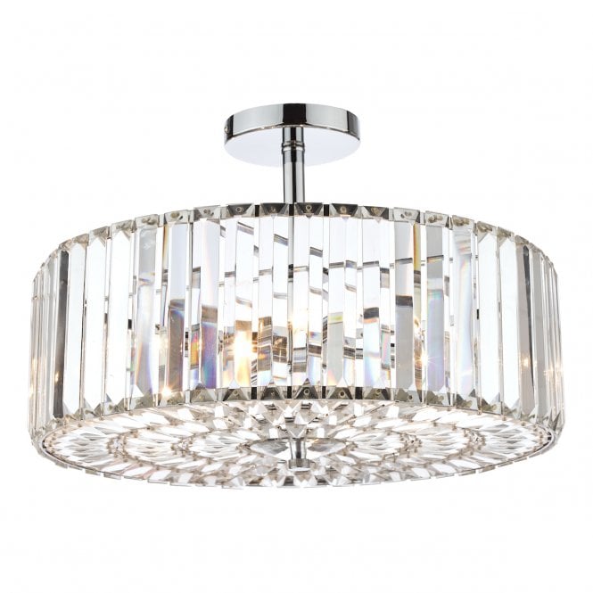 Laura Ashley  Fernhurst 4lt Semi Flush Polished Chrome Glass