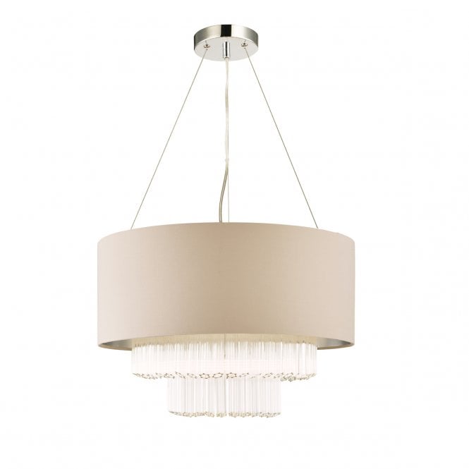 Laura Ashley  Genevieve 5lt Pendant Grey Shade Glass