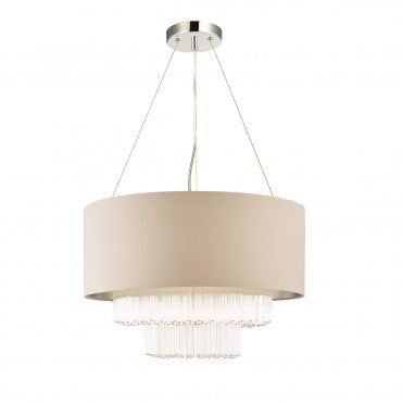 Laura Ashley Genevieve 5lt Pendant Grey Shade Glass