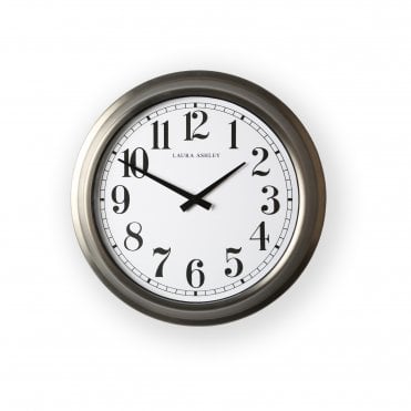 Laura Ashley Gibson Large Brushed Stainless Clock Brushed - Stainless 115789