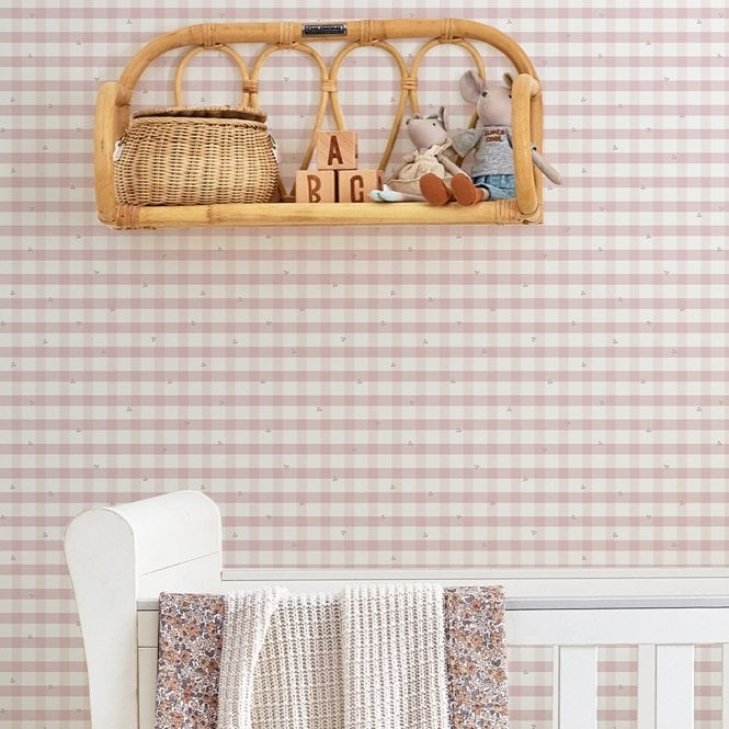 Laura Ashley  Gingham Pale Amethyst Purple Wallpaper 119865