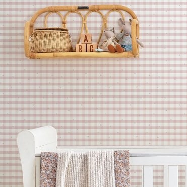 Laura Ashley Gingham Pale Amethyst Purple Wallpaper 119865