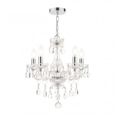 Laura Ashley Harriet 5 Light Crystal & Polished Chrome Chandelier