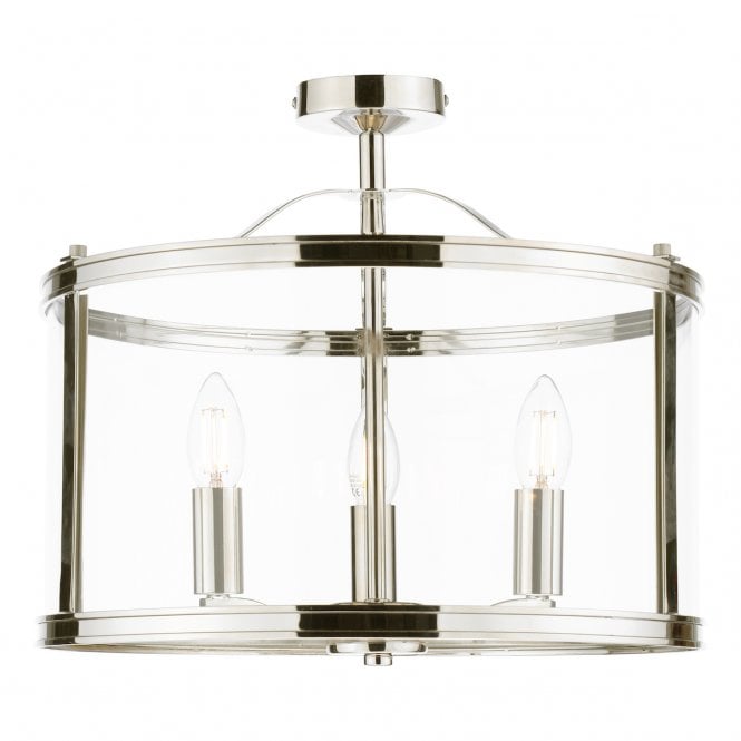Laura Ashley  Harrington 3 Light Semi-Flush Polished Nickel and Glass
