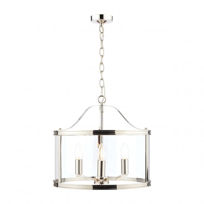 Laura Ashley  Harrington 3lt Pendant Polished Nickel Glass
