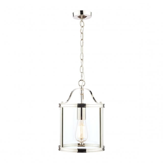 Laura Ashley  Harrington Lantern Polished Nickel Glass