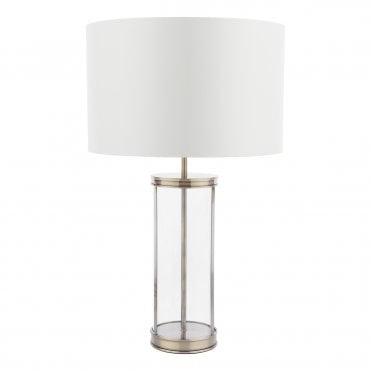 Laura Ashley Harrington Large Table Lamp Antique Brass and Glass With Shade
