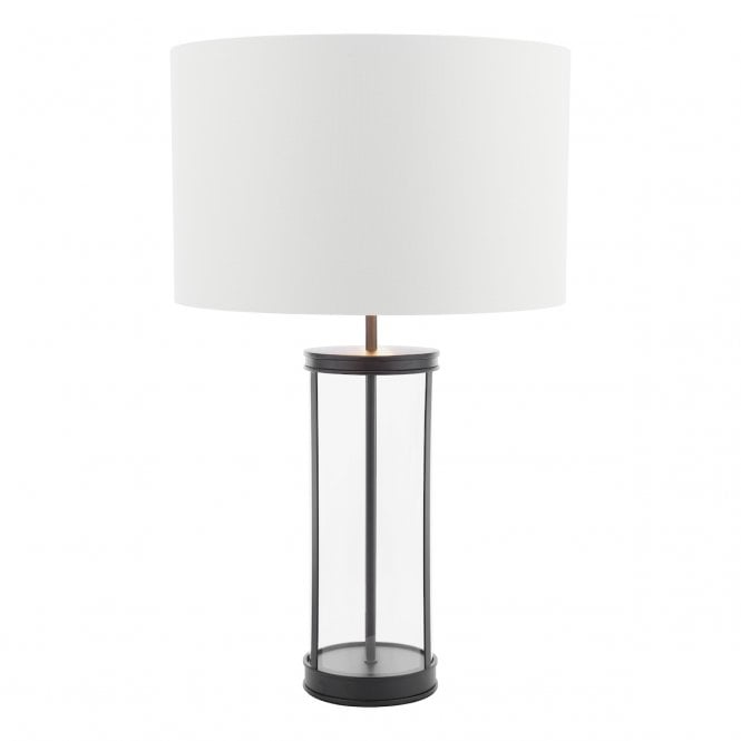Laura Ashley  Harrington Large Table Lamp Matt Black and Glass With Shade