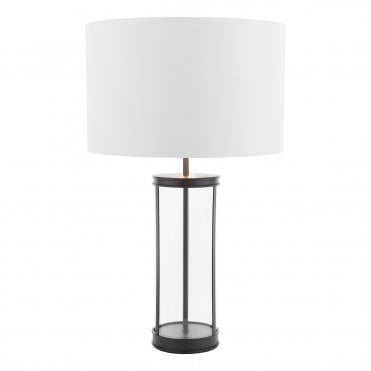 Laura Ashley Harrington Large Table Lamp Matt Black and Glass With Shade