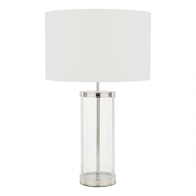 Laura Ashley  Harrington Large Table Lamp Polished Nickel and Glass With Shade