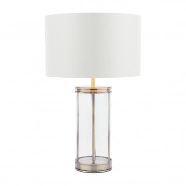 Laura Ashley Harrington Small Table Lamp Antique Brass and Glass With Shade