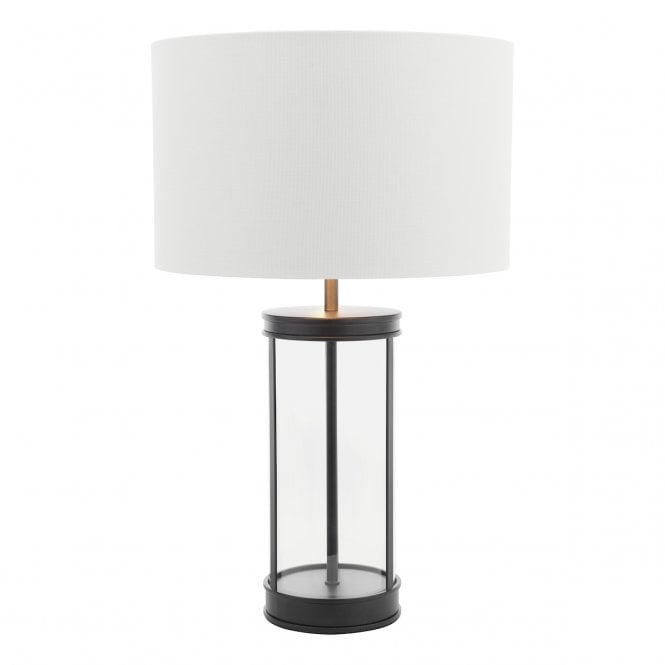Laura Ashley  Harrington Small Table Lamp Matt Black and Glass With Shade