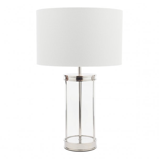 Laura Ashley  Harrington Small Table Lamp Polished Nickel and Glass With Shade