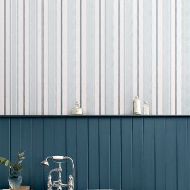 Laura Ashley Heacham Stripe Seaspray Wallpaper 115271