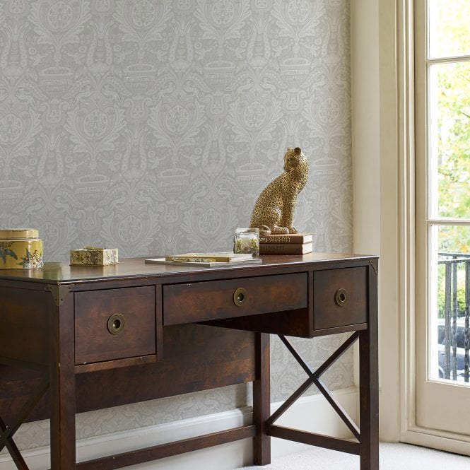 Laura Ashley  Heraldic Damask Slate Grey Wallpaper 113410