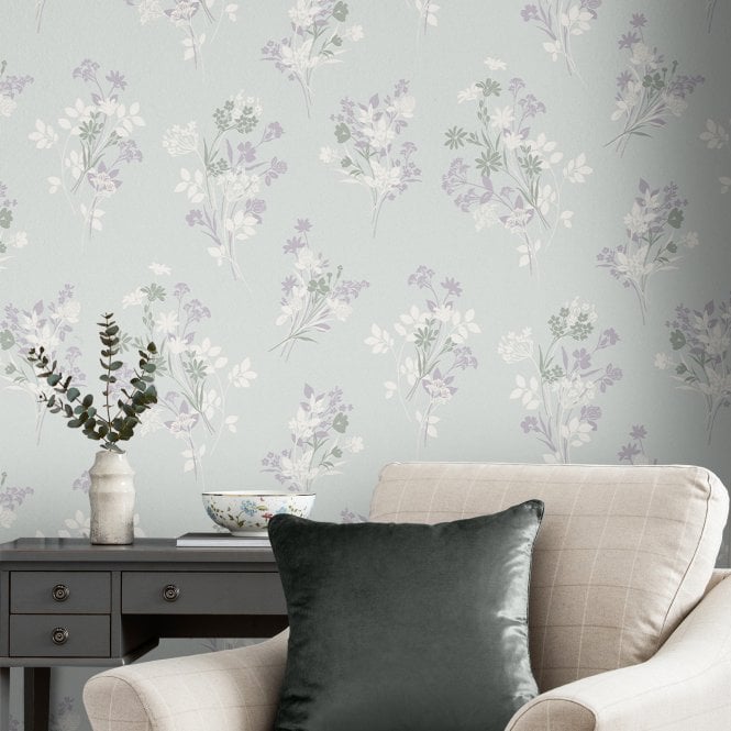Laura Ashley  Igerna Pale Duck Egg Blue Wallpaper 119857