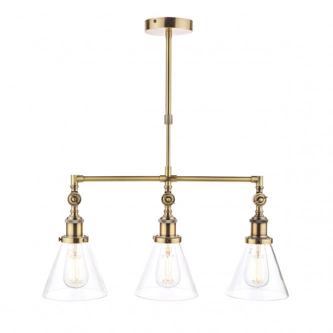 Laura Ashley  Isaac 3lt Bar Pendant Antique Brass