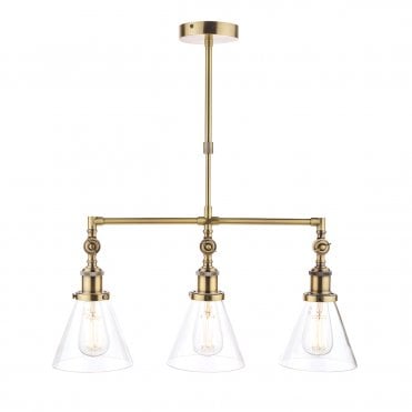 Laura Ashley Isaac 3lt Bar Pendant Antique Brass