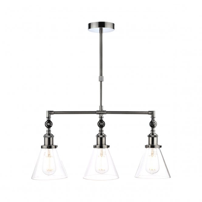 Laura Ashley  Isaac 3lt Bar Pendant Satin Nickel Glass